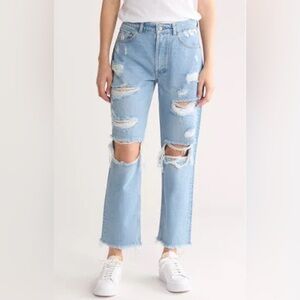 Boyish Light Blue Distressed Straight Leg Jeans